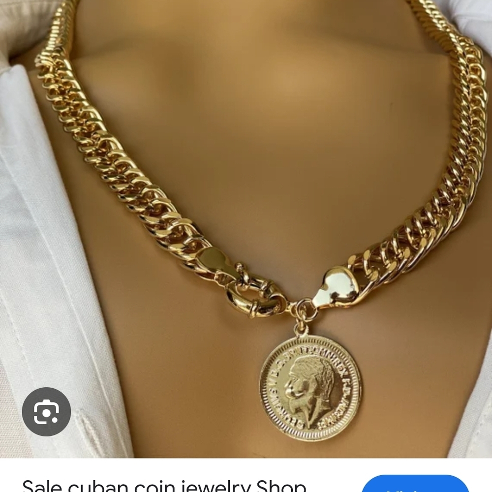 Gold Cuban Link Coin Necklace